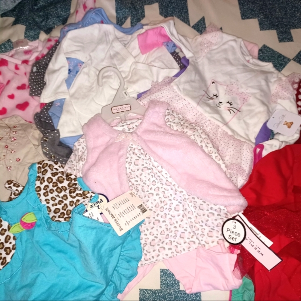 30+ Pieces Baby Girls Clothing Sizes 6-9 Months Some NWT Some used